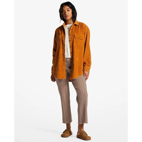 Billabong Women's‎ So Stoked Woven Shirt In Cider - Size Small - Picture 2 of 10